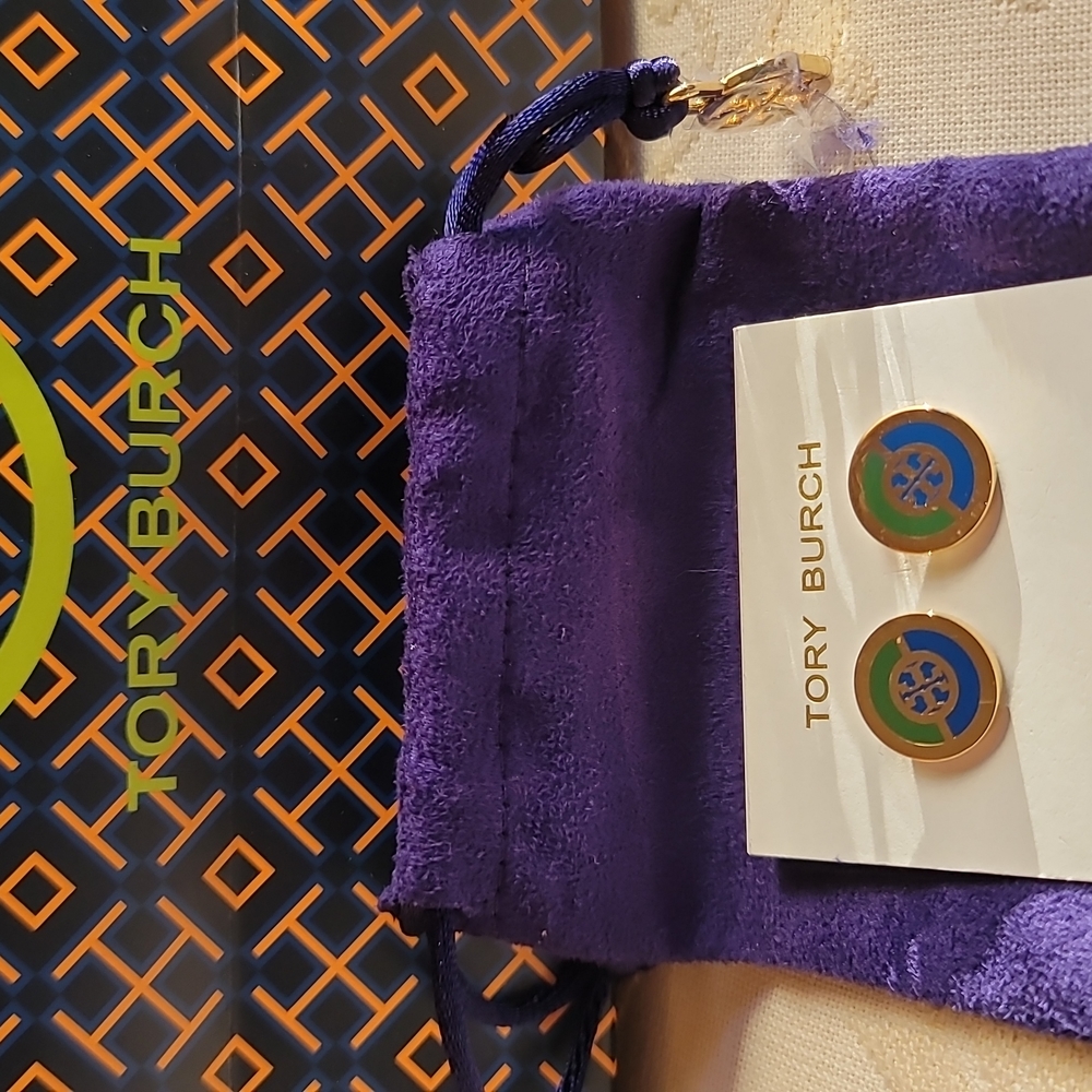 Tory Burch Split Circle Enamel Stud Earring